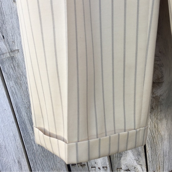 Ralph Lauren Blue Label Vintage Y2K High Rise Striped Wide Leg Pants Cream Blue - Picture 10 of 16